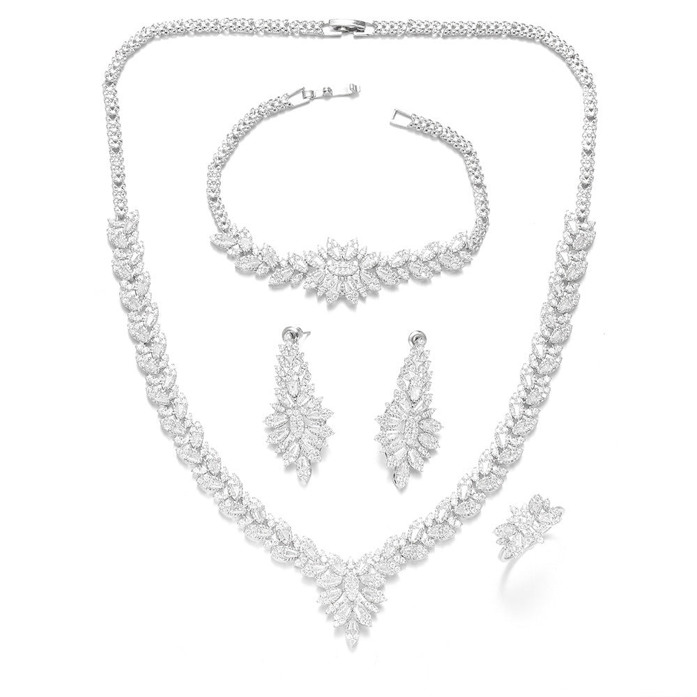 Zircon Bridal Tassel Jewelry Earring Set - FASHIONKULTUR