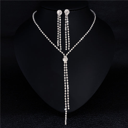 Bridal Ornament Set Wholesale Handmade Fashion Tassel Claw Chain Necklace Earrings Photography Jewelry Set - FASHIONKULTUR