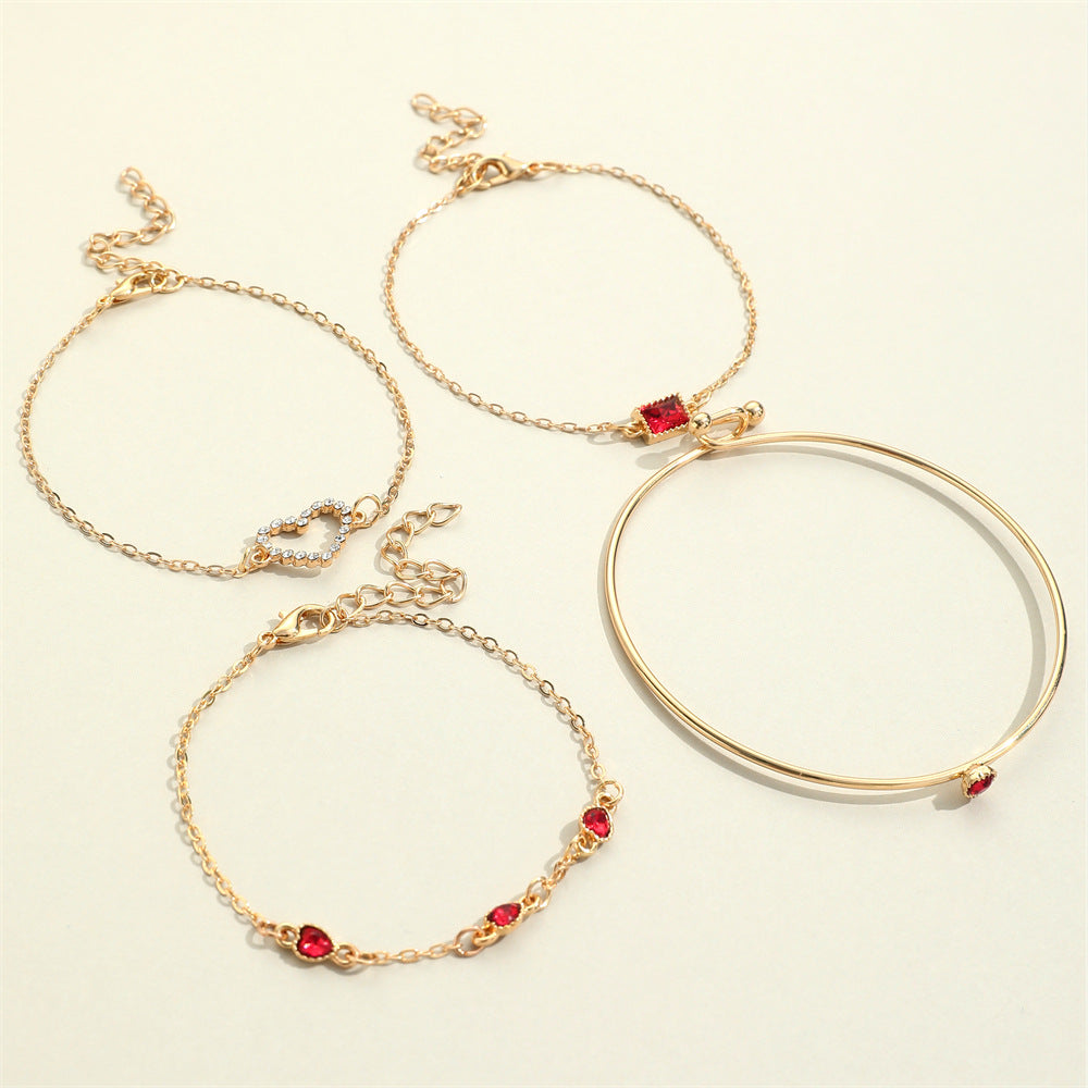 Light Luxury Square Gem Bracelet Female Fully Jeweled Loving Heart Peach Heart - FASHIONKULTUR