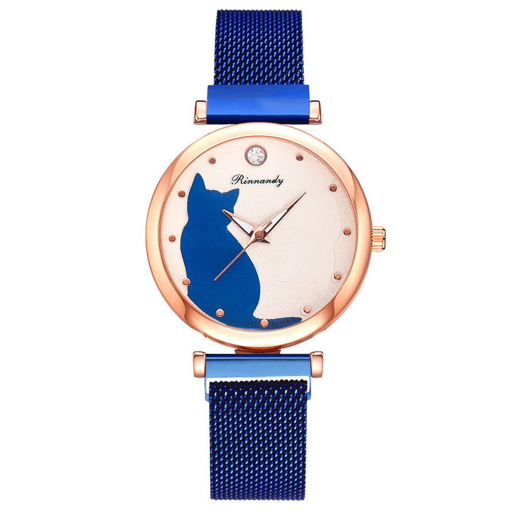 Women's cat watch bracelet set - FASHIONKULTUR