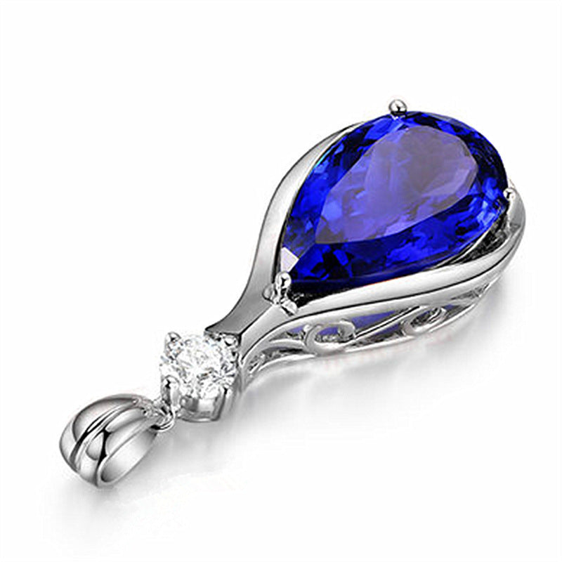 Angel Eyes Blue Crystal Sapphire Tanzanite Pendant Necklaces For Women Jewelry Bijoux Party Fashion Gifts - FASHIONKULTUR