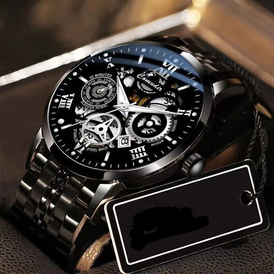Fashion Jewelry Hollow Men's Watch Men's Waterproof Luminous Calendar - FASHIONKULTUR