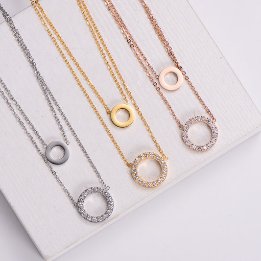 18K Electroplated Micro Inlaid Zircon Jewelry Ring Necklace For Women - FASHIONKULTUR