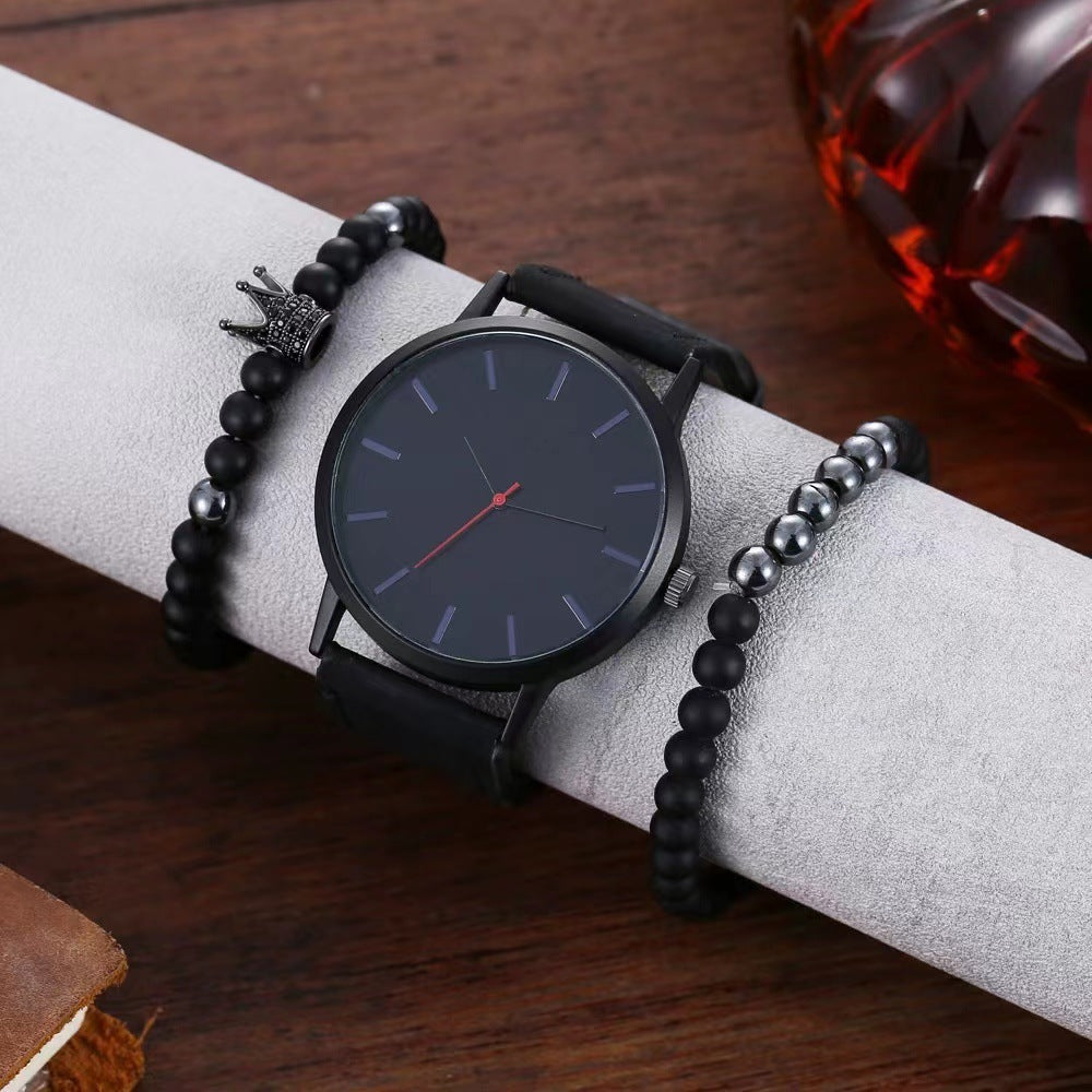 Large Dial Men's Casual Simple Scale Frosted Belt Quartz Watch Crown Bracelet - FASHIONKULTUR