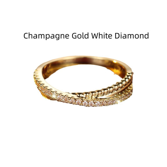 Gold White Diamond Cross Design Ring - FASHIONKULTUR