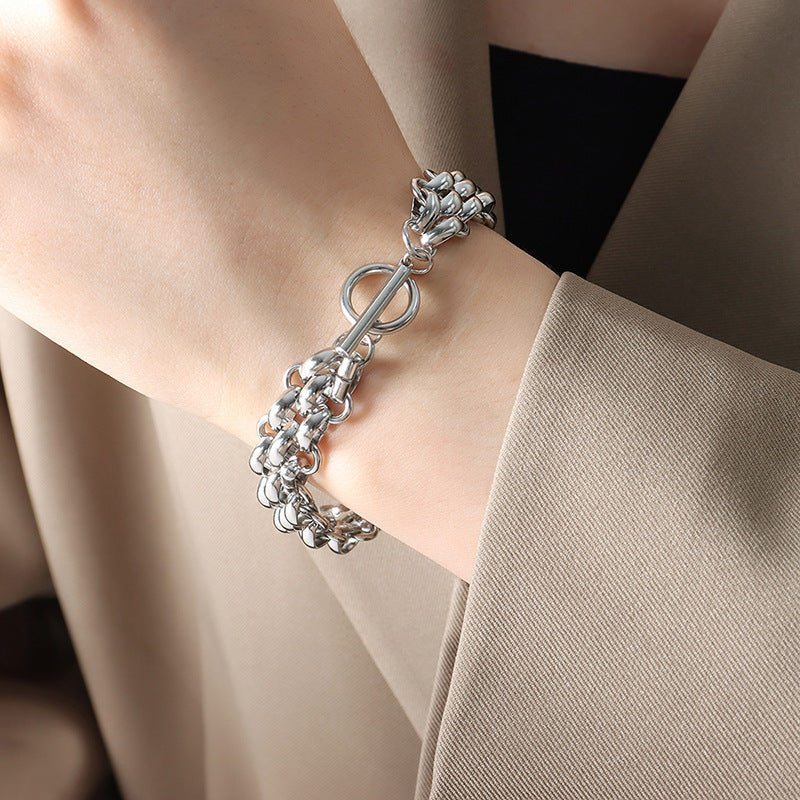Buckle Design Thick Chain Personalized Necklace Bracelet - FASHIONKULTUR