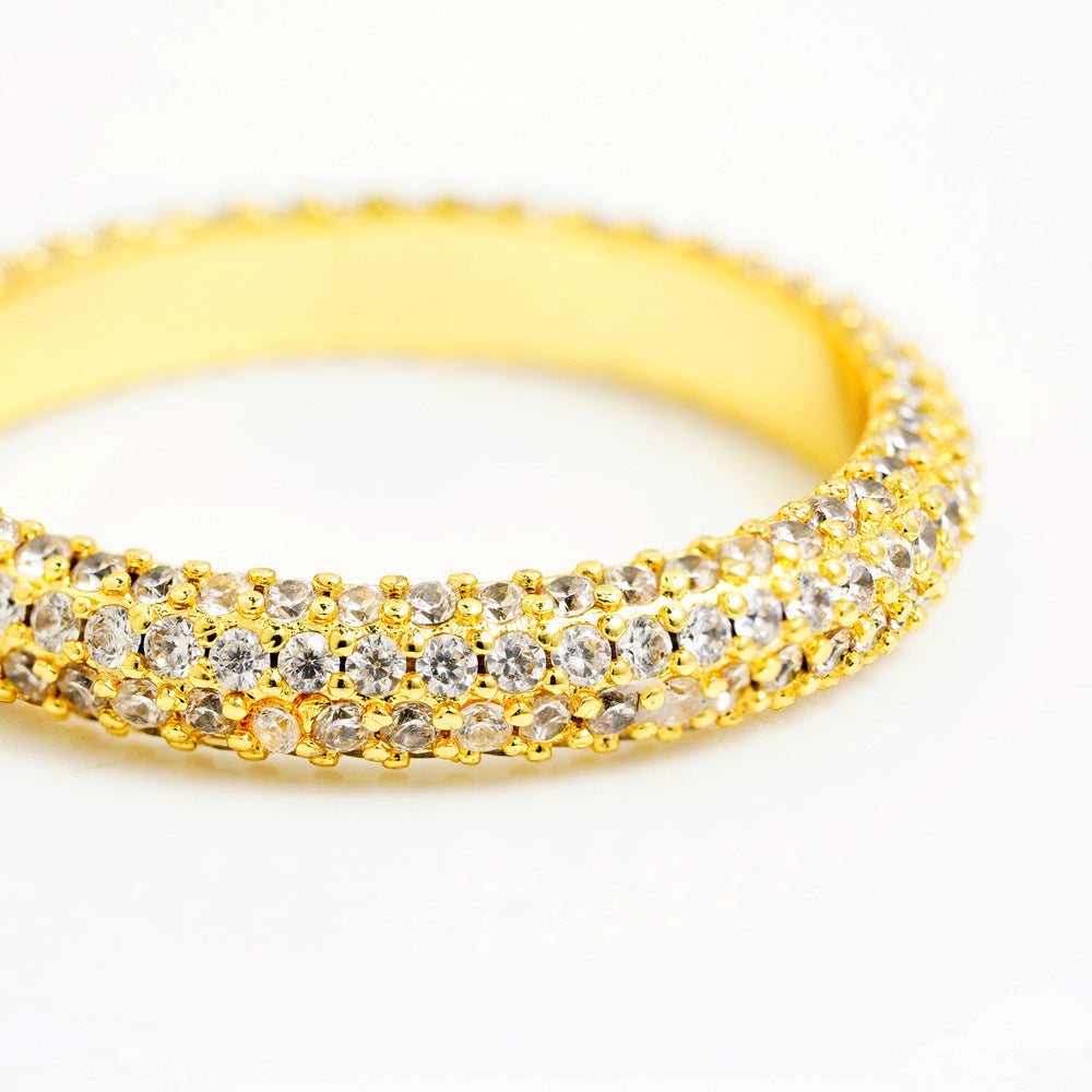 Ins Style Silver Jewelry Full Diamond Single Row Ring Women - FASHIONKULTUR