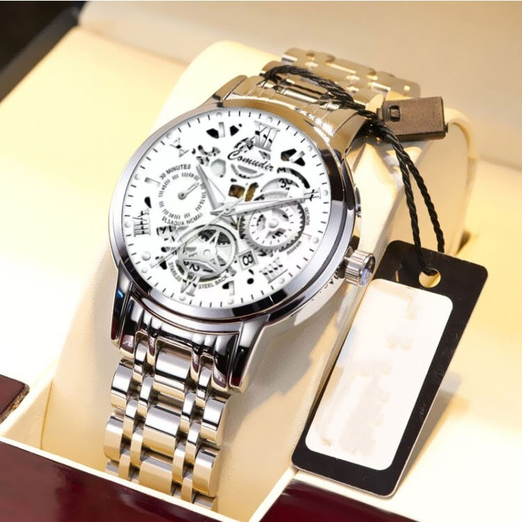 Fashion Jewelry Hollow Men's Watch Men's Waterproof Luminous Calendar - FASHIONKULTUR