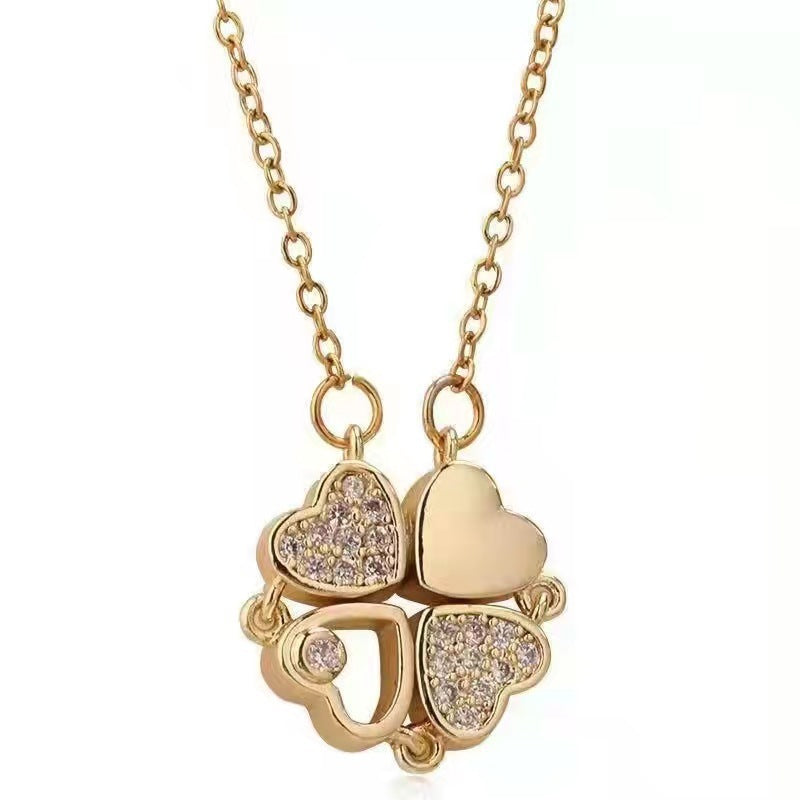 Women's Titanium Steel Folding Clover Necklace - FASHIONKULTUR