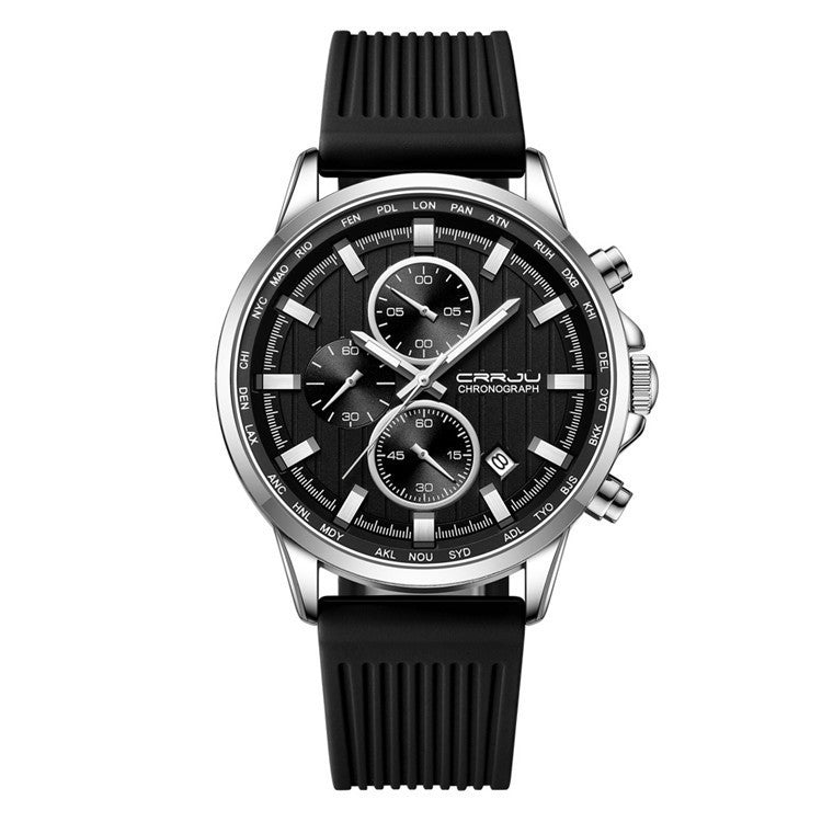 New Men's Silicone Strap Six-pin Steel Strap Business Casual Watch - FASHIONKULTUR