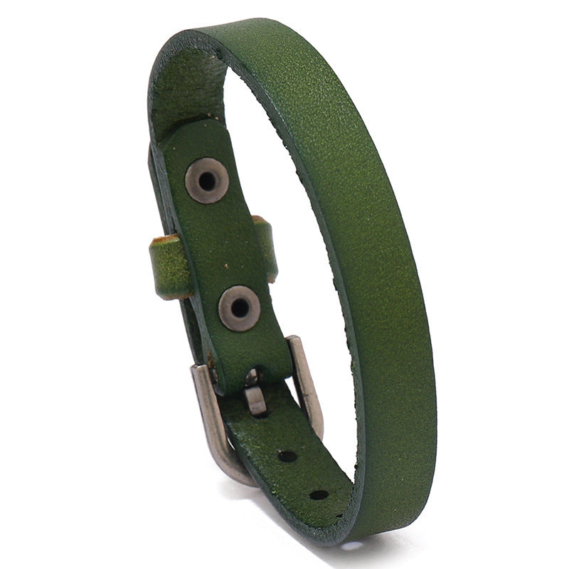 Simple Retro Multi-color Adjustable Cattle Leather Bracelet - FASHIONKULTUR