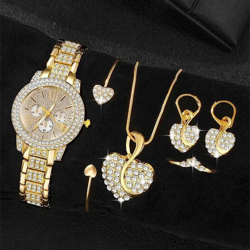 Full Diamond Bracelet Watch Suit Women's Quartz Watch - FASHIONKULTUR