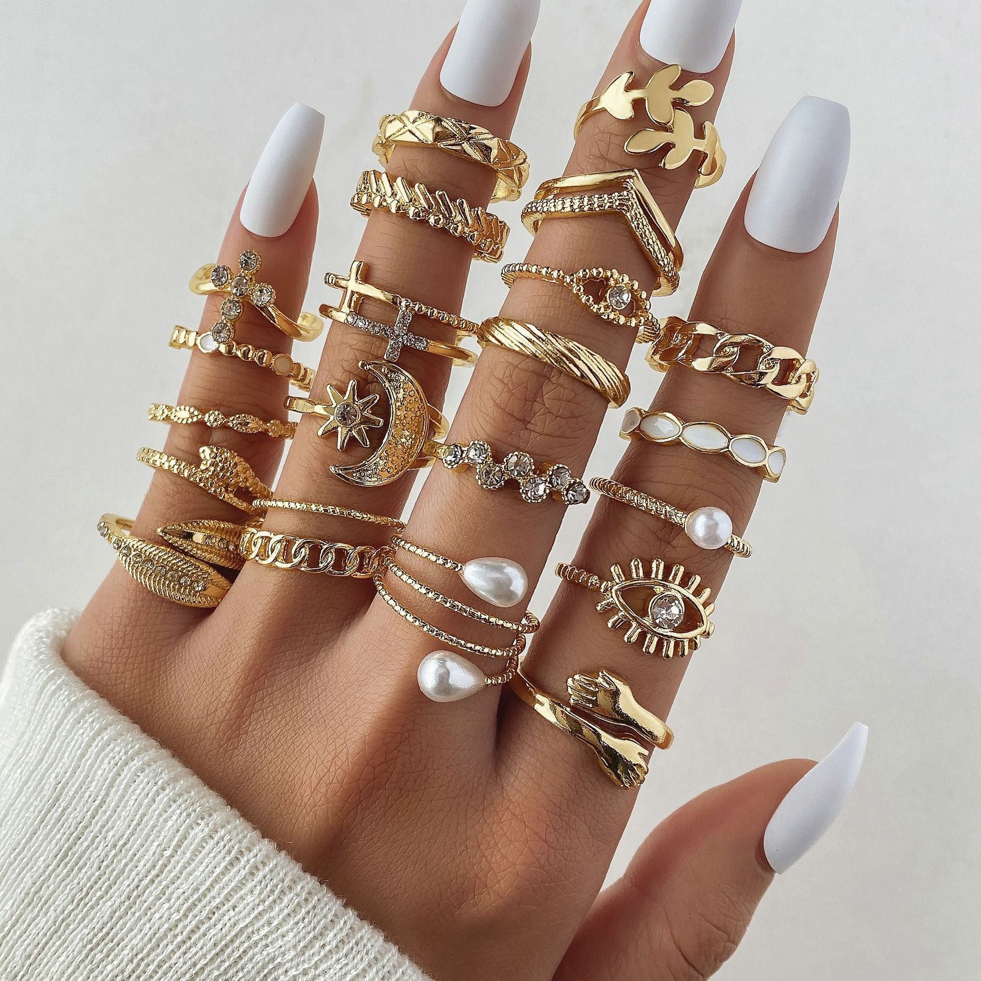 Ring Female Niche Senior Knuckle Ring 23 Pieces Suit - FASHIONKULTUR