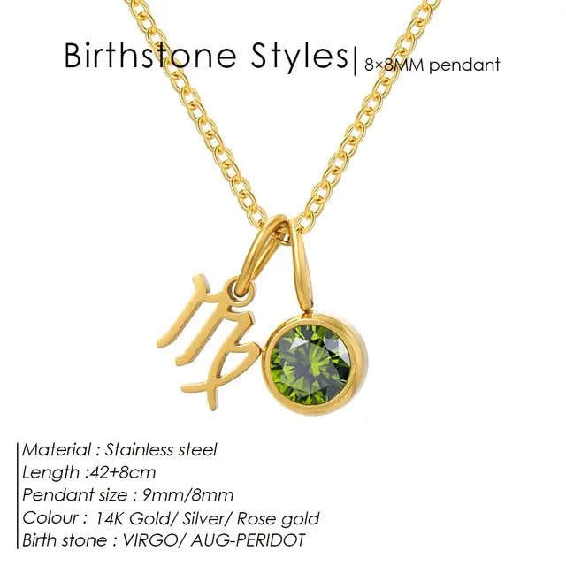 Birthstone Constellation Double Pendant Necklace - FASHIONKULTUR