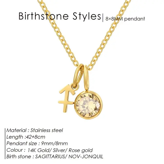 Birthstone Constellation Double Pendant Necklace - FASHIONKULTUR