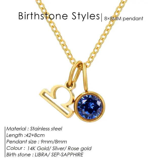 Birthstone Constellation Double Pendant Necklace - FASHIONKULTUR