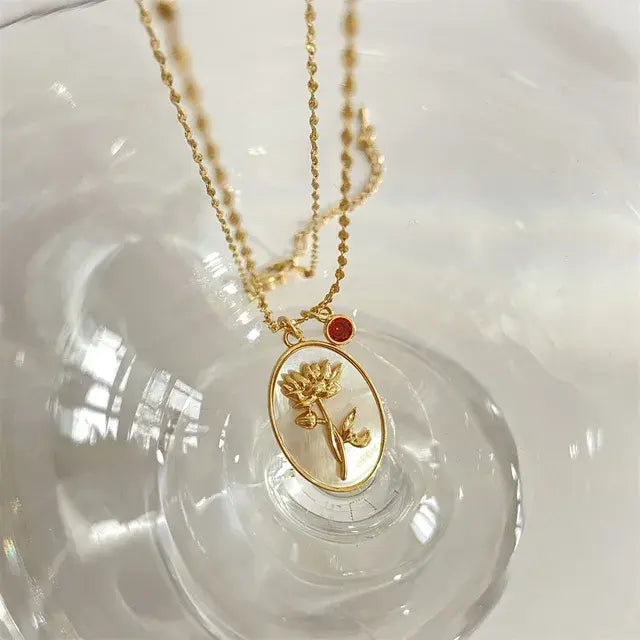 Birthstone Flower Pendant Necklace - FASHIONKULTUR