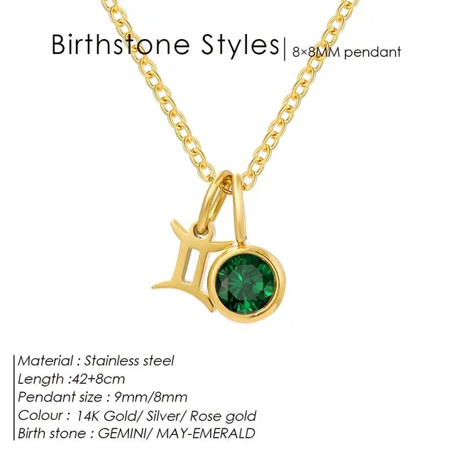 Birthstone Constellation Double Pendant Necklace - FASHIONKULTUR