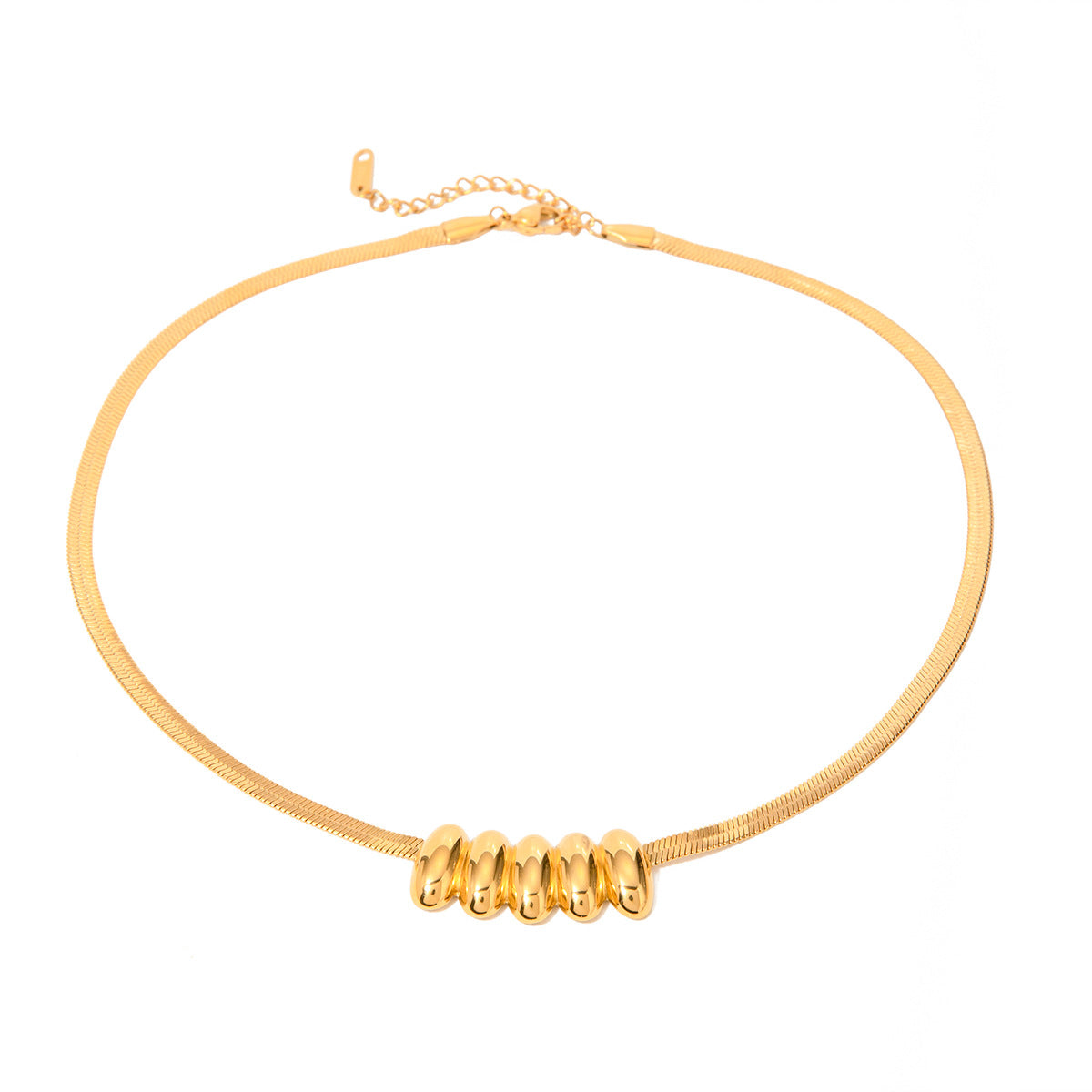 18K Gold Stainless Steel Glossy Small Waist Oval Necklace - FASHIONKULTUR