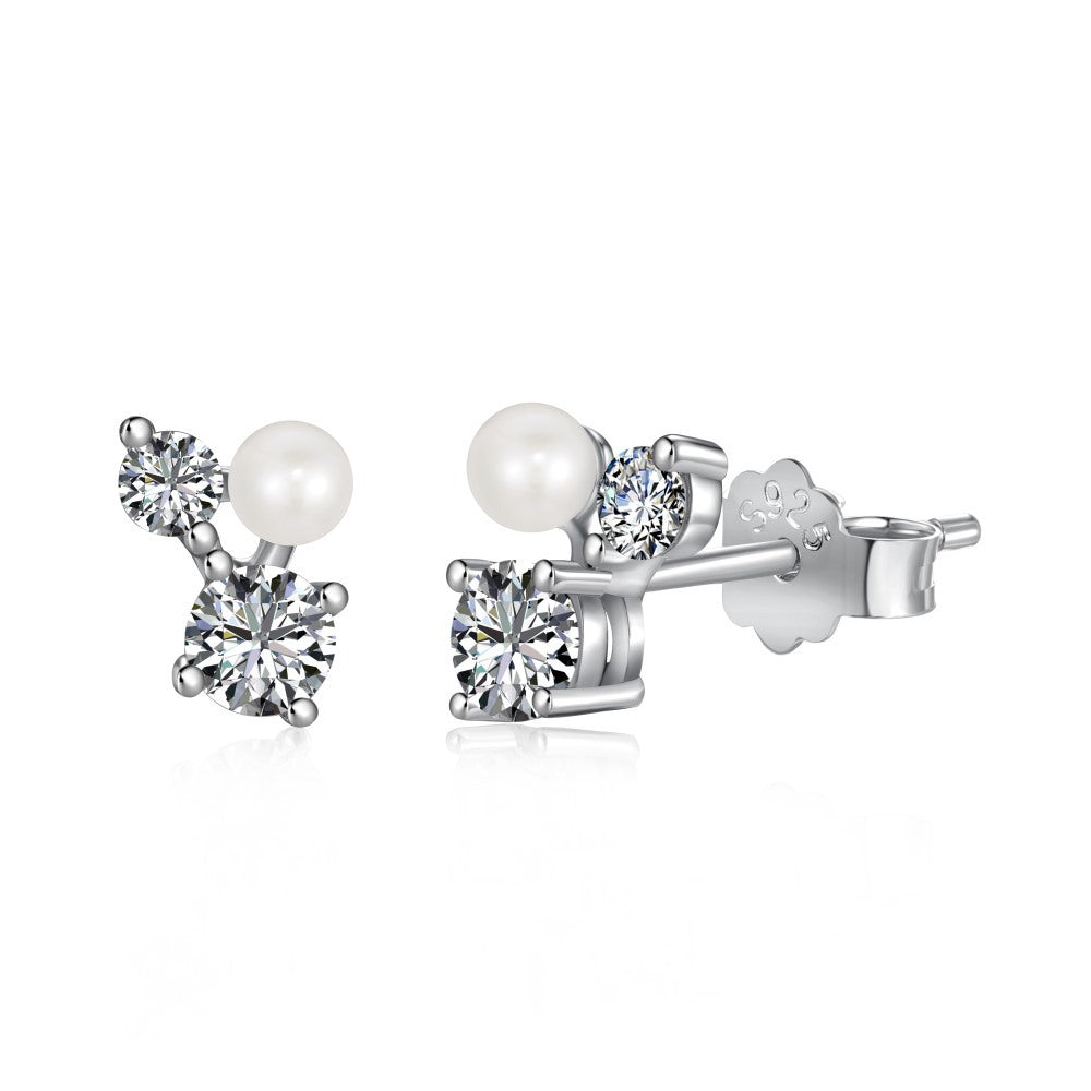 Sterling Silver Freshwater Pearl Ear Studs Niche - FASHIONKULTUR