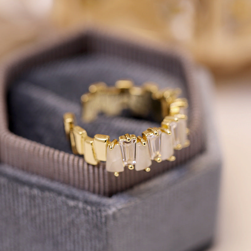 Real Gold Plating Small Diamond Opal Ring For Women - FASHIONKULTUR