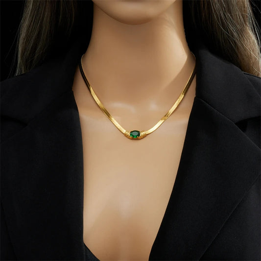 Emerald Titanium Steel Blade Necklace For Women - FASHIONKULTUR