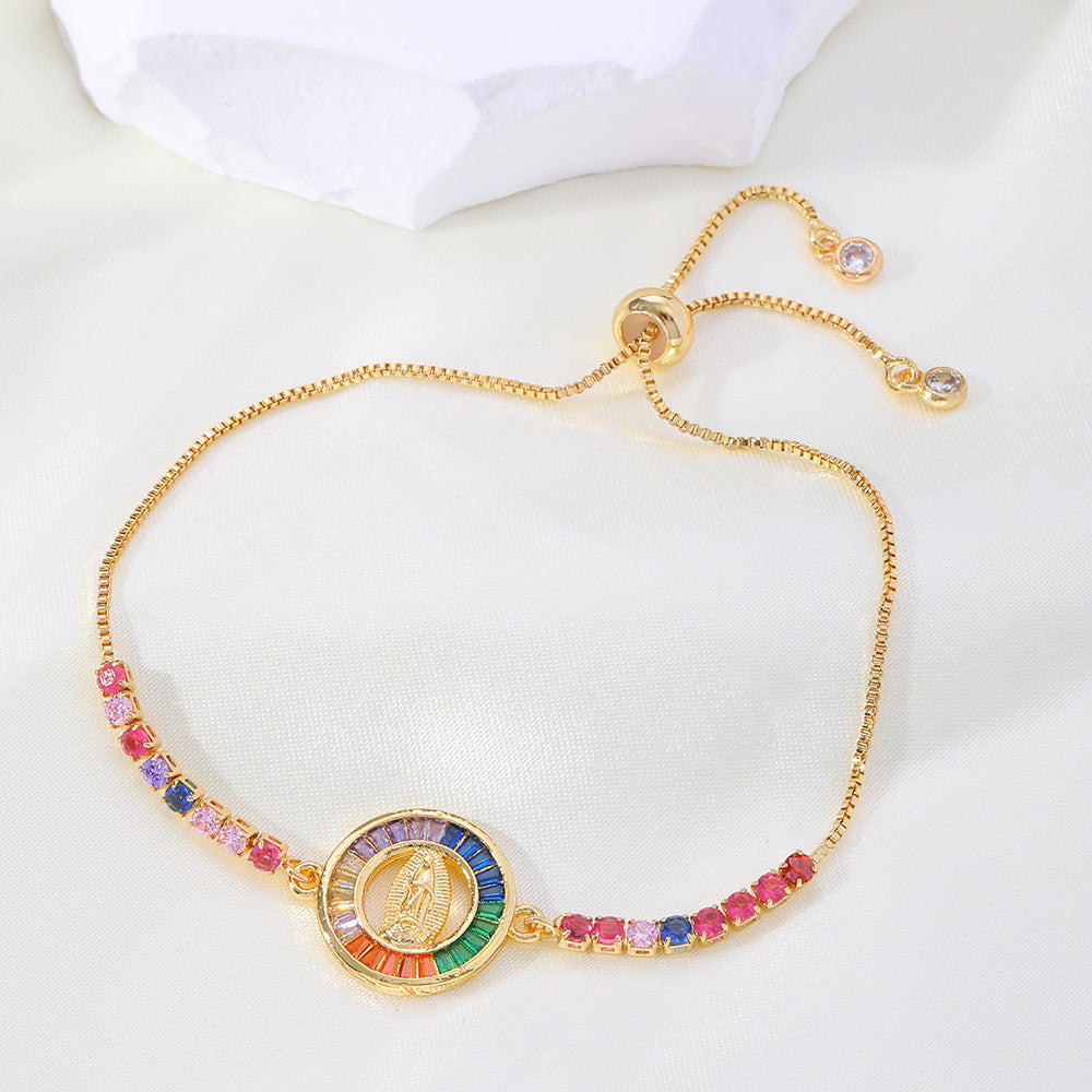 Copper Micro Inlay Color Zirconium Geometric Bracelet - FASHIONKULTUR