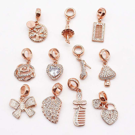 Copper Plating 14K Gold Large Hole Spacer Bead Can String Leather Rope Bracelet Pendant - FASHIONKULTUR
