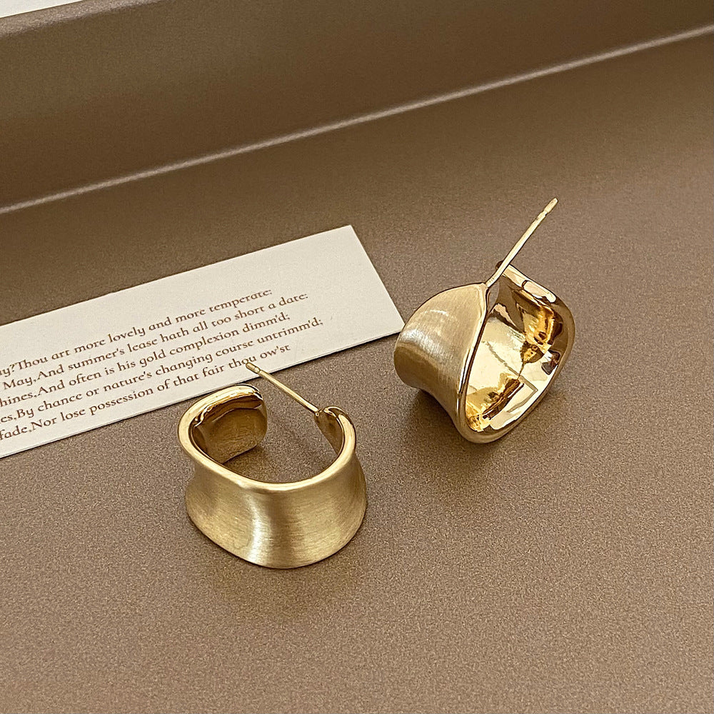 Brushed Metal Stud Earrings Vintage Simple Ear Clip - FASHIONKULTUR