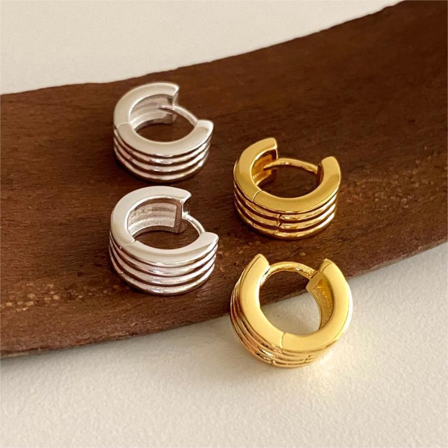 Women's 925 Sterling Silver Striped Minimalist Trendy Earrings - FASHIONKULTUR