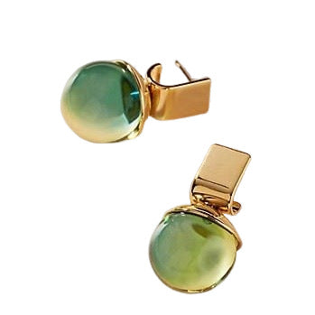 Green Crystal Tassel Ear Studs High Sense - FASHIONKULTUR