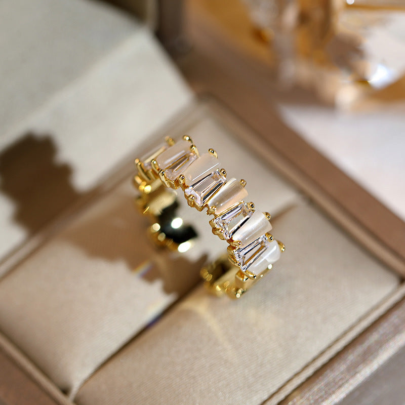 Real Gold Plating Small Diamond Opal Ring For Women - FASHIONKULTUR