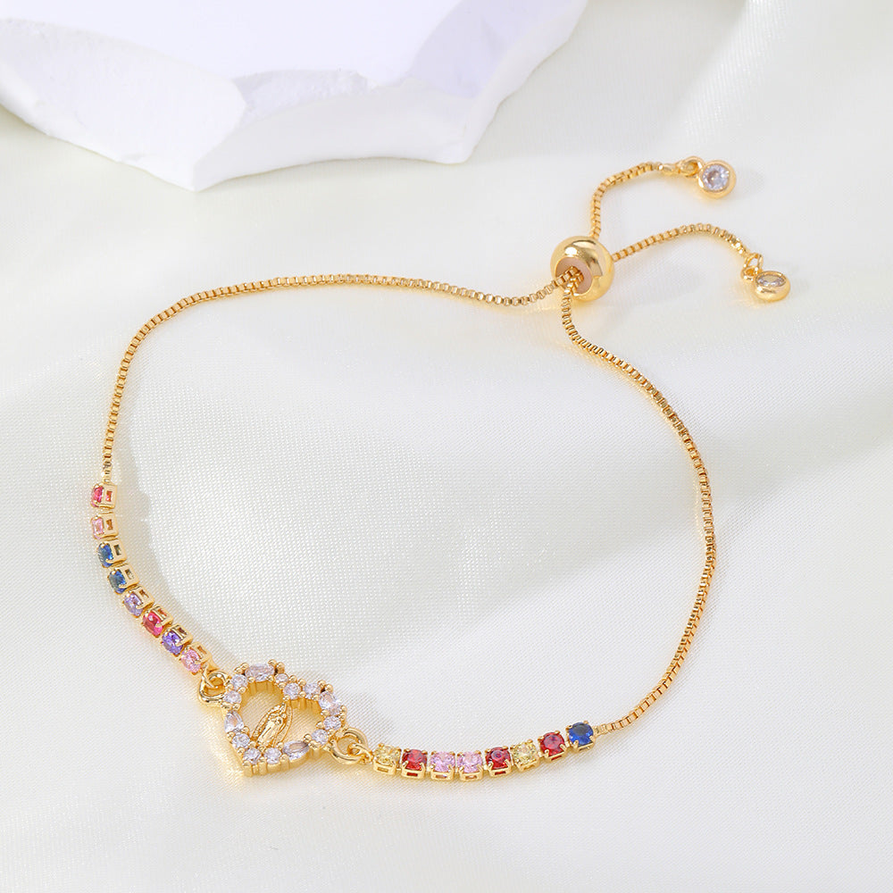 Copper Micro Inlay Color Zirconium Geometric Bracelet - FASHIONKULTUR