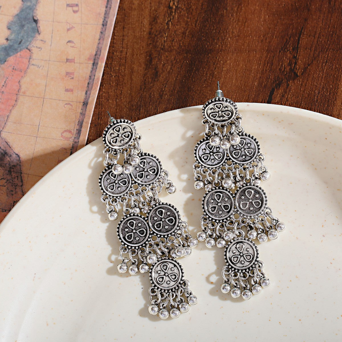European And American Exaggerated Indian Style Earrings Long Bell Tassel Earrings Nepal - FASHIONKULTUR