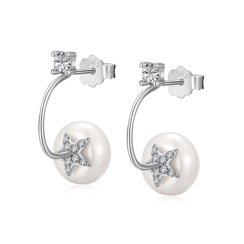 Sterling Silver Freshwater Pearl Ear Studs Niche - FASHIONKULTUR