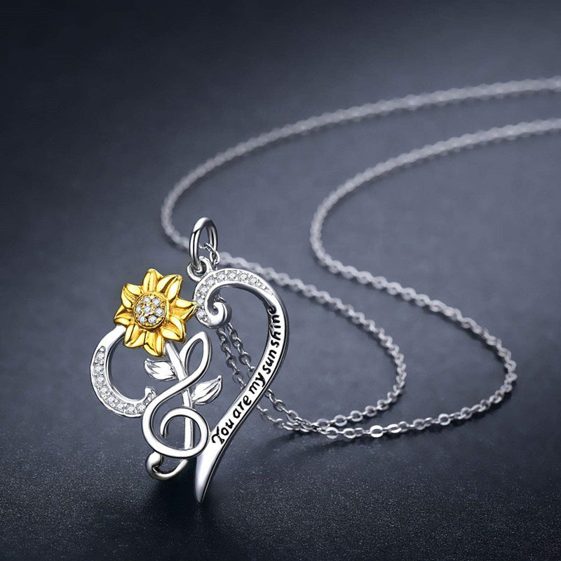 Sunflower Heart-shaped SmalPendant - FASHIONKULTUR