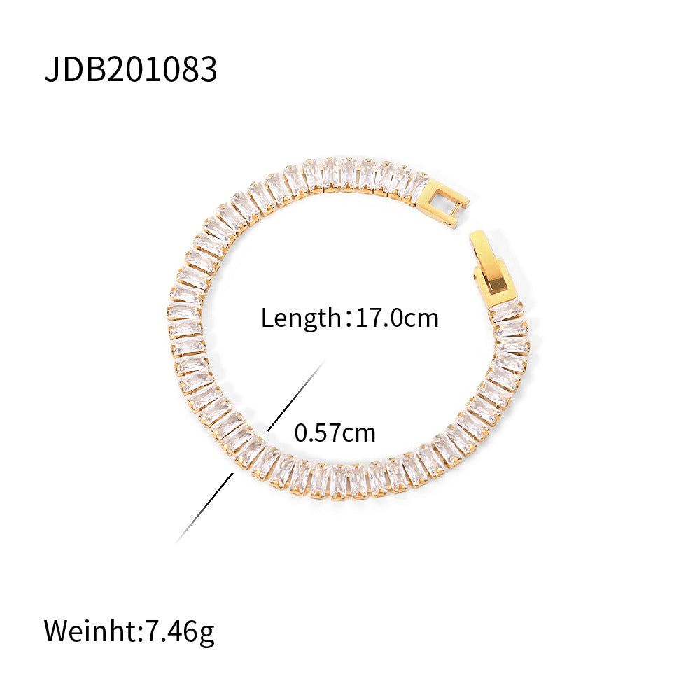 French Retro Square Cubic Zircon Bracelet Necklace For Women - FASHIONKULTUR