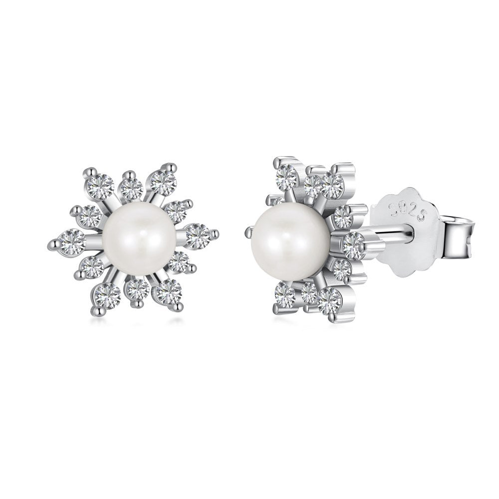 Sterling Silver Freshwater Pearl Ear Studs Niche - FASHIONKULTUR