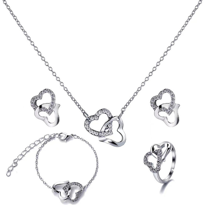 5PCS Fashion Butterfly Pendants Necklace Earrings Ring Bracelet Sets For Women Jewelry Set Bridal Wedding Jewelry Gift - FASHIONKULTUR