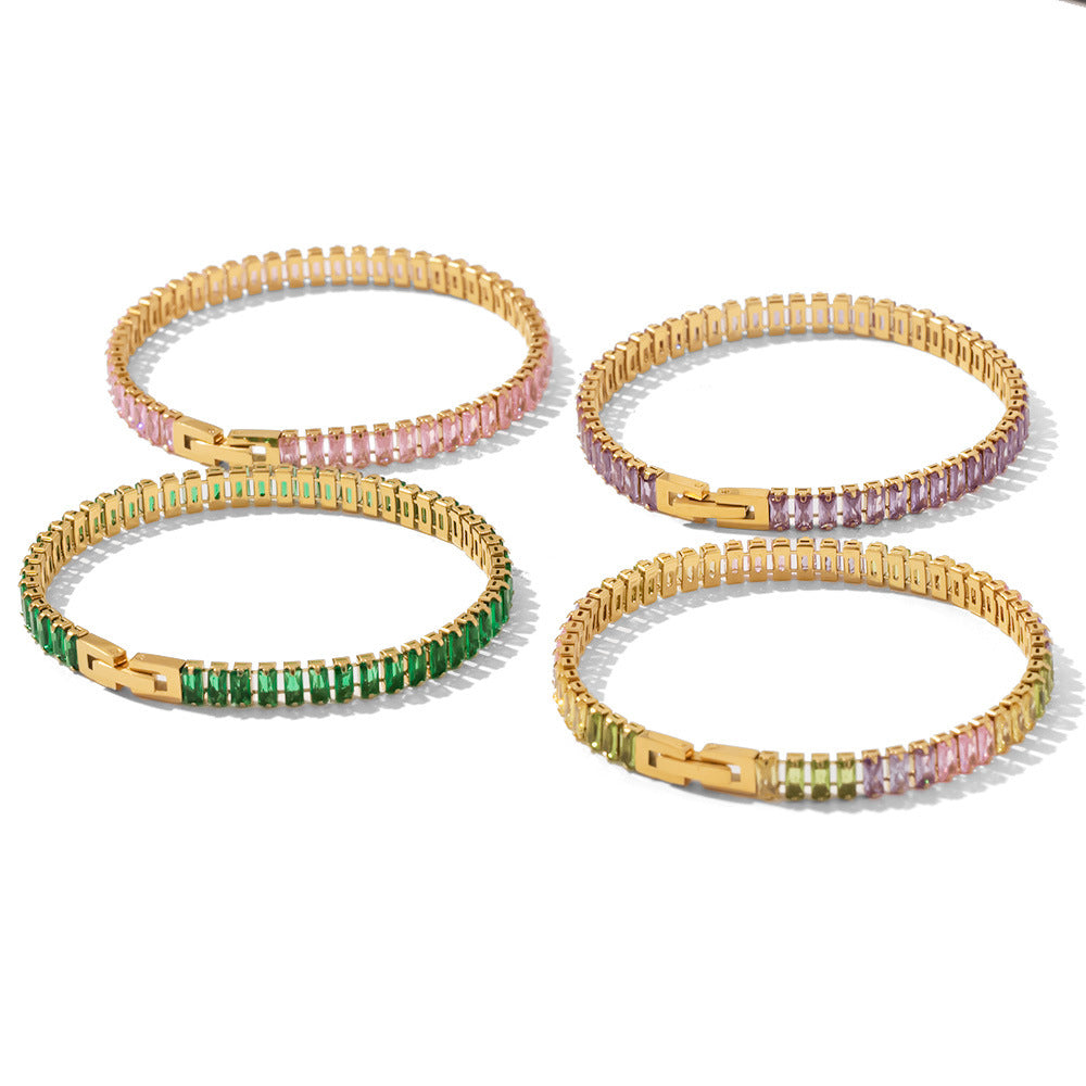 French Retro Square Cubic Zircon Bracelet Necklace For Women - FASHIONKULTUR
