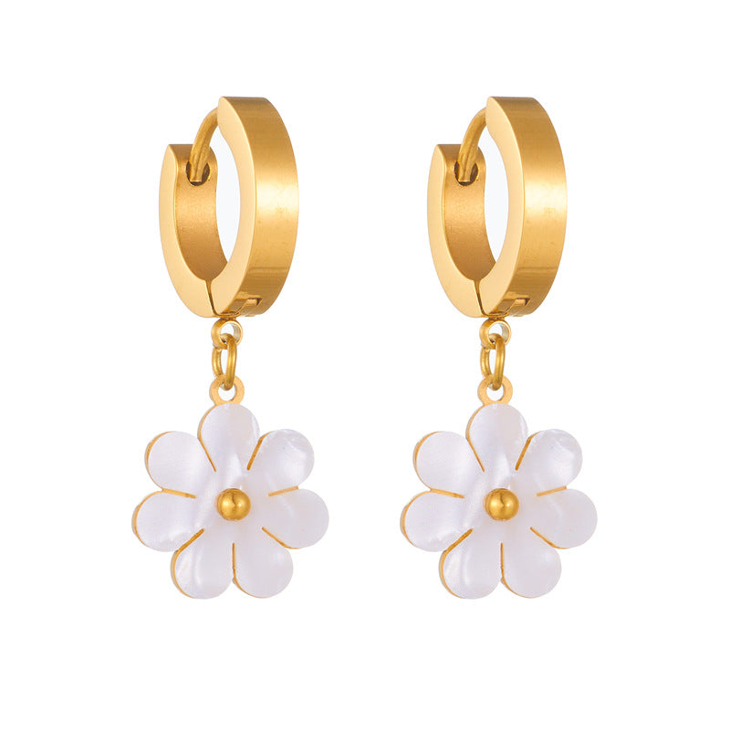 Fashion Jewelry Stainless Steel Flower DaisyFlower Necklace Double Layering Necklace Earrings Jeweley Set - FASHIONKULTUR