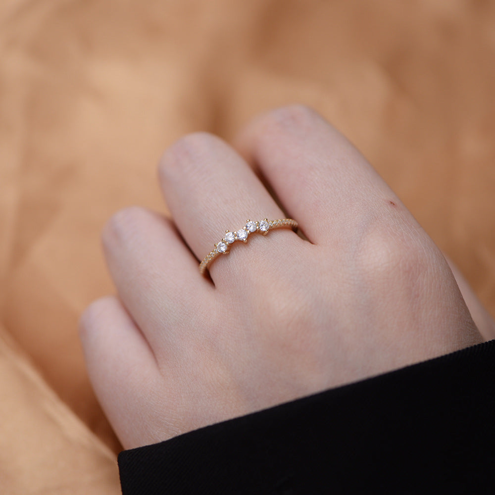 Micro Inlaid Zircon Sterling Silver Ring For Women - FASHIONKULTUR