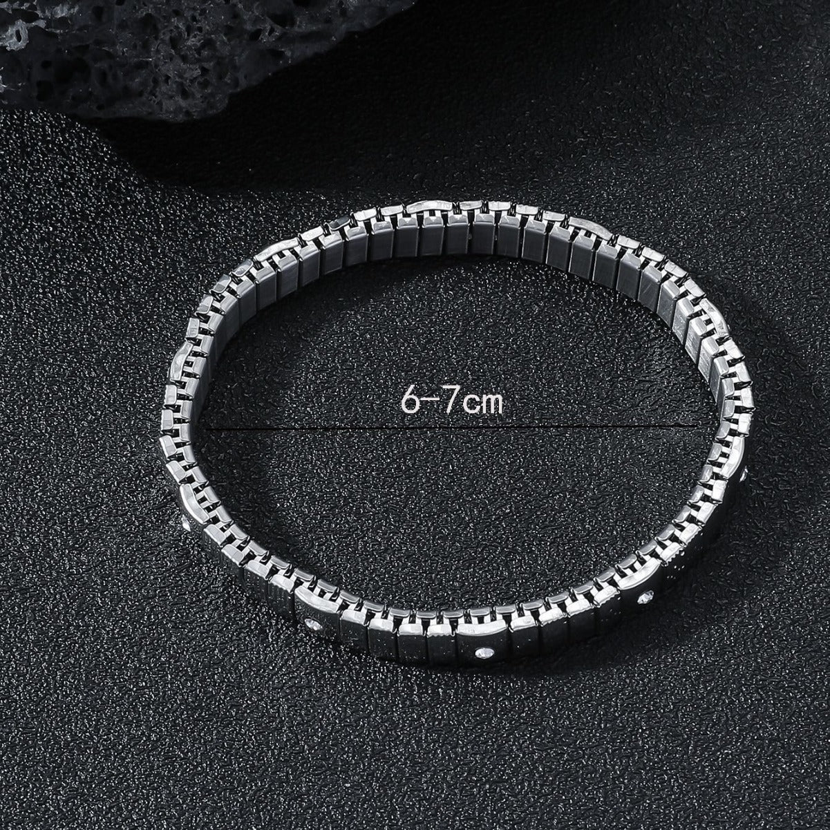 Cold Stainless Steel Diamond Elastic Bracelet For Men - FASHIONKULTUR