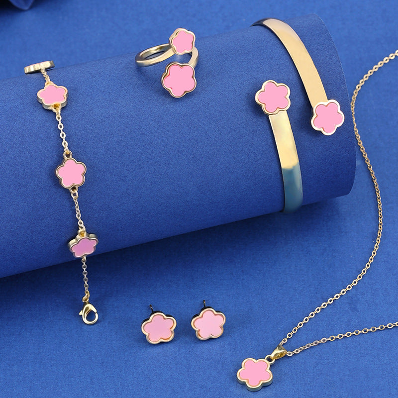 Lucky Five Petal Flower Five Leaves Flower Set - FASHIONKULTUR