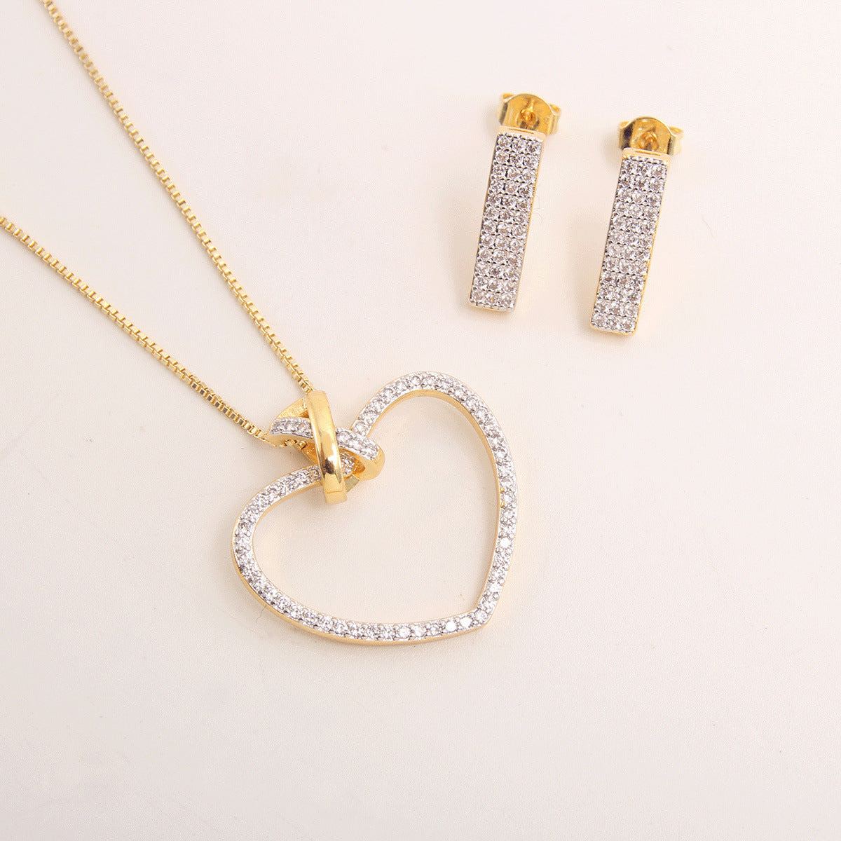 Heart-shaped Zircon Women's Necklace Suit - FASHIONKULTUR