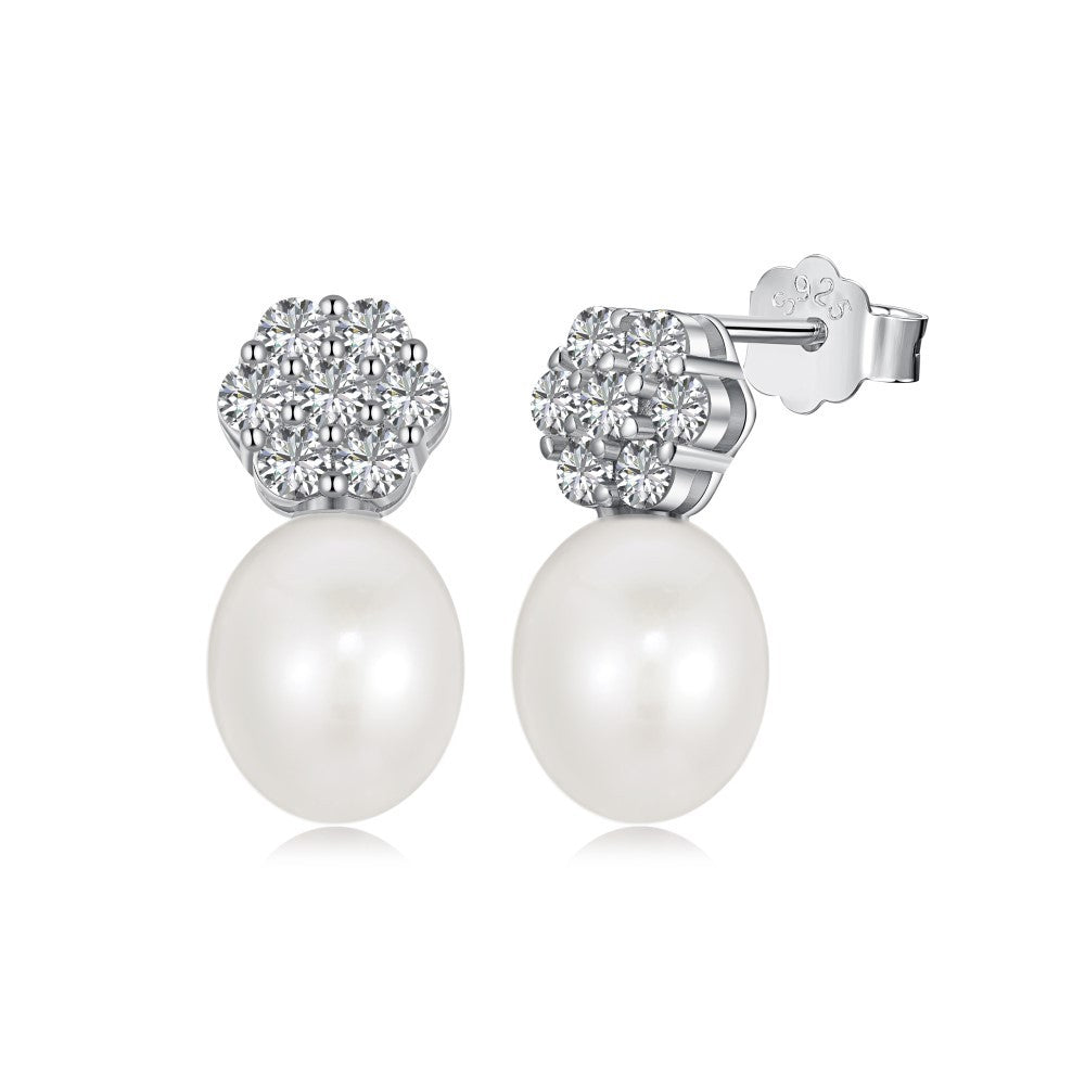 Sterling Silver Freshwater Pearl Ear Studs Niche - FASHIONKULTUR