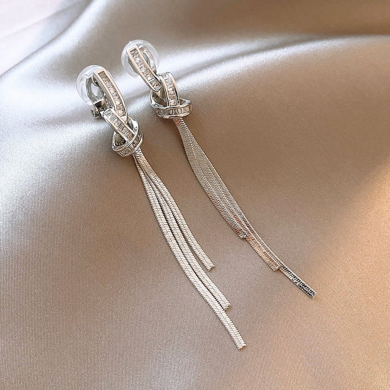 Alloy Electroplated Women's Silver Needle Long Fringe Earrings Earrings - FASHIONKULTUR