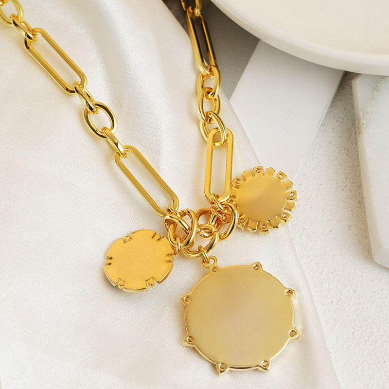 Fashion Jewelry Creative Sun Pendant Necklace Copper-plated Gold Clavicle Chain Summer Jewelry Stainless Steel Chain - FASHIONKULTUR