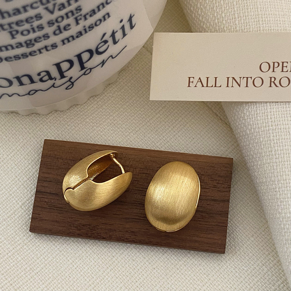 Brushed Metal Stud Earrings Vintage Simple Ear Clip - FASHIONKULTUR