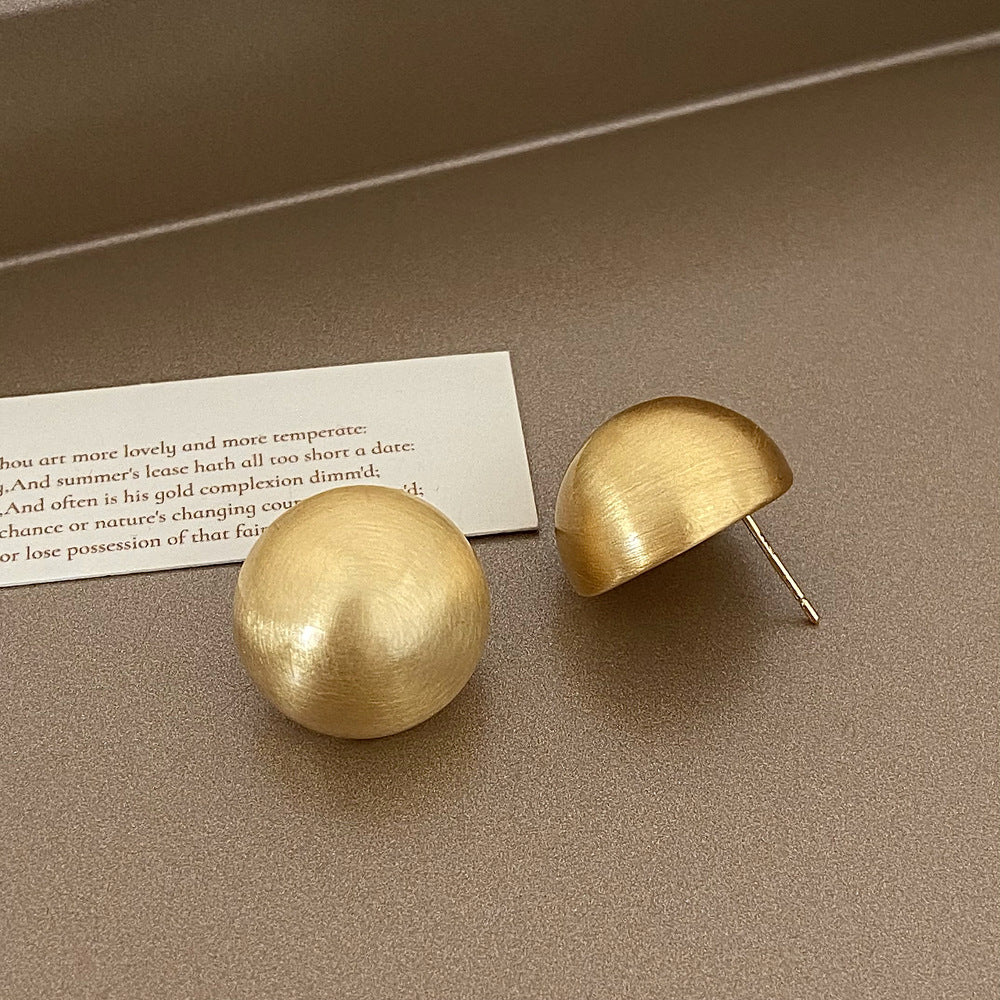 Brushed Metal Stud Earrings Vintage Simple Ear Clip - FASHIONKULTUR